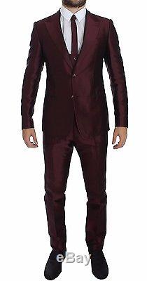 NWT $4000 DOLCE & GABBANA Bordeaux Silk Wool 4 Piece Slim Fit Suit EU46 /US36 /S