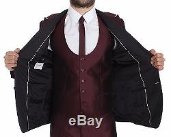 NWT $4000 DOLCE & GABBANA Bordeaux Silk Wool 4 Piece Slim Fit Suit EU50 /US40/ L
