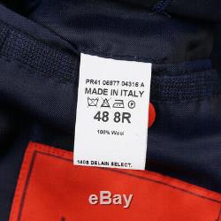 NWT $4195 ISAIA Slim-Fit Dark Blue Check Super 140s Wool Suit 38 R (Eu 48)