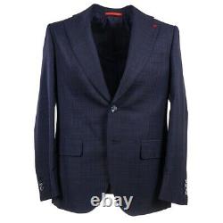 NWT $4195 ISAIA Slim-Fit Dark Blue Check Super 140s Wool Suit 44 R (Eu 54)