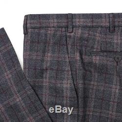 NWT $4195 ISAIA Slim-Fit Gray Layered Check Extra Soft Wool Suit 44 R (Eu 54)