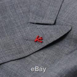 NWT $4195 ISAIA Slim-Fit Gray Woven Wool-Silk-Linen Suit 38R Base Cortina