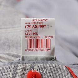 NWT $4195 ISAIA Slim-Fit Light Gray Layered Check Soft Wool Suit 38 R (Eu 48)