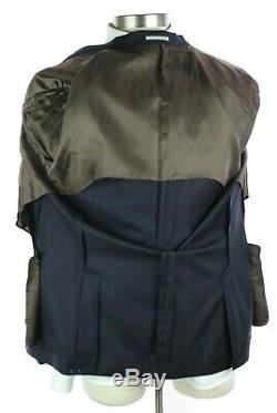 NWT $4295 BRUNELLO CUCINELLI Navy Blue Twill Wool Suit Slim Fit 44 R (54 Eu)