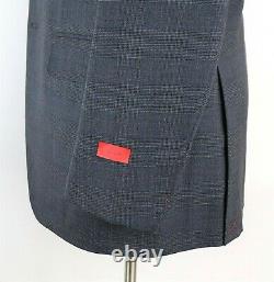 NWT $4295 ISAIA Wool Suit 46 R fits 44 R Grey Blue Plaid Dynamic Comfort Sanita
