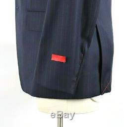 NWT $4595 ISAIA Sanita Navy Blue Stripe Super 160's Suit Slim Fit 44 R fits 42 R