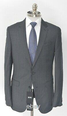 NWT $795 HUGO BOSS Gray Houndstooth Traceable Wool Slim Fit Suit 40 L (EU 50)
