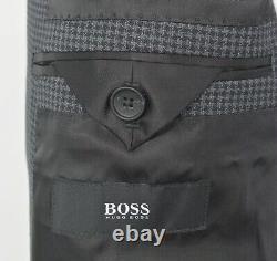 NWT $795 HUGO BOSS Gray Houndstooth Traceable Wool Slim Fit Suit 40 L (EU 50)
