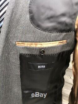 NWT $895 Hugo Boss Suit 38S Brown Textured Slim Fit Super 110 Huge5/Genius5