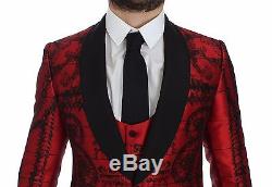 NWT $9800 DOLCE & GABBANA Red Silk Torero Slim Fit 3 Piece Suit EU46 / US36 / S