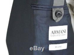 NWT ARMANI COLLEZIONI M Line Slim Fit Navy Wool 2Btn Flat Front Suit 48 38 R