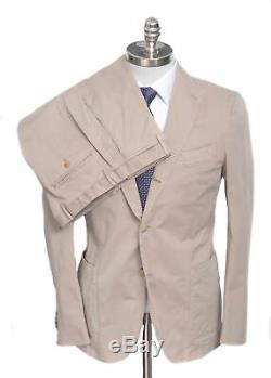 NWT BOGLIOLI Khaki Cotton Unconstructed 3/2 Rolling Slim Suit 58 48 R fits 46