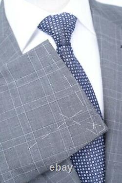 NWT BRIONI Colosseo Gray Check All Seasons Wool 2 Btn Slim Fit Suit 46 R (EU 56)