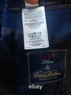 NWT Brooks Brothers Milano Fit 1818 Suit Bright Blue Sharkskin Size 44R