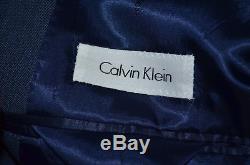 NWT CALVIN KLEIN Slim Fit Sharkskin Wool Mid Blue Flat Front Suit Sz 38R 32 W