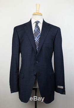 NWT CANALI 1934 Blue Plaid Wool 2 Button Slim/Trim Fit Suit Size 54/44 L $1795