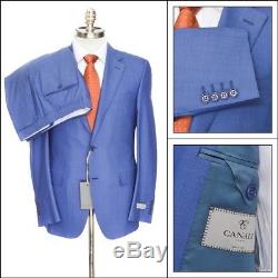 NWT CANALI 1934 Cerulean Blue All-Season Wool Slim Fit 2Btn Suit 56 46 fits 44 R