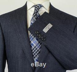 NWT CANALI 1934 Yale Blue Striped Wool 2 Button Slim Fit Suit Size 52/42 R $1895