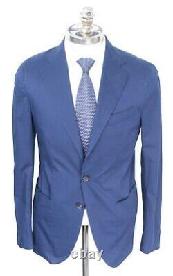 NWT CARUSO Blue Twill Cotton Slim Fit Rolling 3/2 Button Suit 38 R (EU 48)