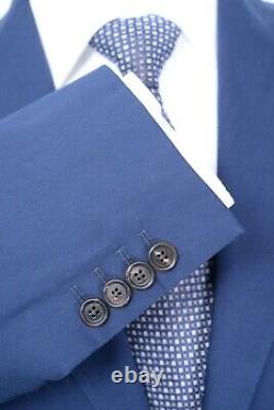 NWT CARUSO Blue Twill Cotton Slim Fit Rolling 3/2 Button Suit 38 R (EU 48)