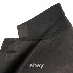 NWT CARUSO Brown Plaid Wool 3 Roll 2 Button Slim/Trim Fit Suit 50/40 R Drop 7