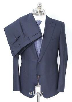 NWT CARUSO Navy Blue Muted Check Superfine 110's Wool Slim Fit Suit 42 R (EU 52)