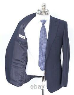 NWT CARUSO Navy Blue Muted Check Superfine 110's Wool Slim Fit Suit 42 R (EU 52)