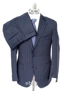 NWT CARUSO Navy Blue Striped All Seasons Wool Slim Fit 3 Btn Suit 40 R (EU 50)
