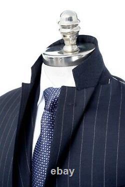 NWT CARUSO Navy Blue Striped All Seasons Wool Slim Fit 3 Btn Suit 40 R (EU 50)