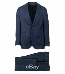 NWT CARUSO Navy Blue Wool Woven 2 Button Slim Fit Suit 48/38 R Drop 8