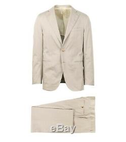 NWT CARUSO Tan Cotton 3 Roll 2 Button Slim Fit Suit 50/40 R Drop 8