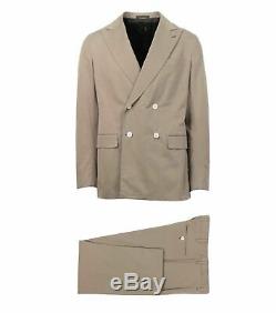 NWT CARUSO Tan Cotton Blend Double Breasted Slim Fit Suit 50/40 R Drop 8