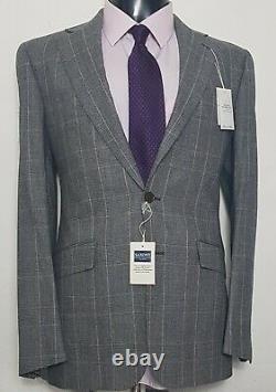 NWT CHARLES TYRWHITT Grey PRINCE OF WALES CHECK SLIM FIT Suit, Size 40L W32 L33.5