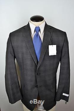 NWT Calvin Klein Recent Modern Gray Plaid Steel Slim Fit Mens Suit Sz 38R $650