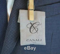 NWT Canali 1934 Blue Microcheck Year Round Wool Suit 40 S Slim Fit 50 EU