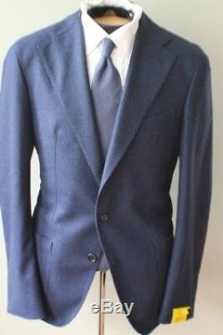 NWT Gabo Napoli Blue Micro Houndstooth Flannel Suit Flat Front 2 Vent SLIM FIT