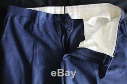 NWT Gabo Napoli Blue Micro Houndstooth Flannel Suit Flat Front 2 Vent SLIM FIT