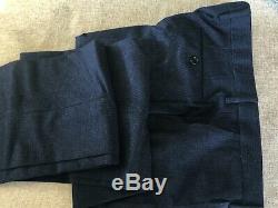 NWT Gabo Napoli Hand Made Elite Navy Blue Houndstooth Suit Slim Fit Flat Frt 2Vt