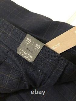 NWT JCrew Ludlow Essential Slim-fit Suit Blue glen plaid Stretch Wool 38S 30/30