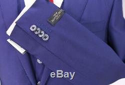 NWT New CORNELIANI Solid Royal Blue 3-Pc Slim Fit 130's Wool 2-Btn Suit 38R
