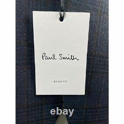NWT Paul Smith Men's Soho-Fit Navy Blue Wool Silk Check Suit Size 40r 50 $2000