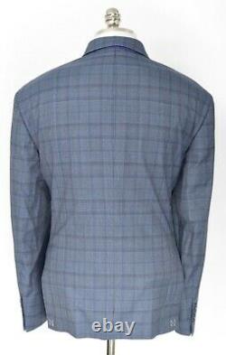 NWT ROBERT GRAHAM Randall Blue Gray Plaid Wool Tailored Fit Suit 38 S (EU 48 C)