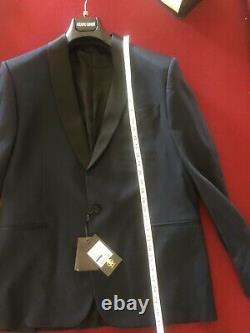 NWT Roberto Cavalli Giacca Slim Fit Suit Jacket Tuxedo Blue Black $710 Size 54