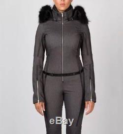 NWT Spyder Eternity Suit Fur Hood Snow Ski Jumpsuit 6 Black Denim Slim Fit $1250