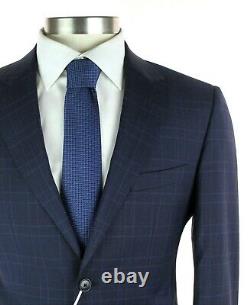 NWT TINO COSMA Italy Dark Blue Check Super 120's Wool Suit 38 S Slim Fit
