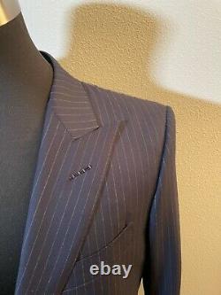 NWT Tom Ford 100% Wool Navy Blue O'Connor Fit Peak Lapel Two Button Suit 40R