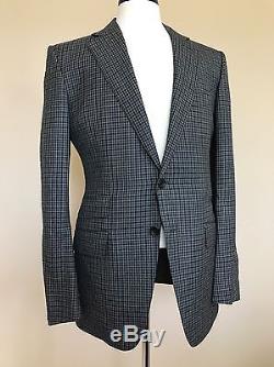NWT Tom Ford Wool Black Grey Check Slim Suit 50 IT Hand Made Swiss Fit Y $4760