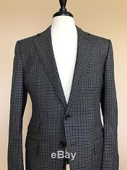 NWT Tom Ford Wool Black Grey Check Slim Suit 50 IT Hand Made Swiss Fit Y $4760
