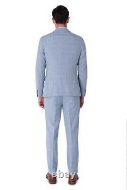 Nathan Three Piece Slim Fit Suit in Blue Check