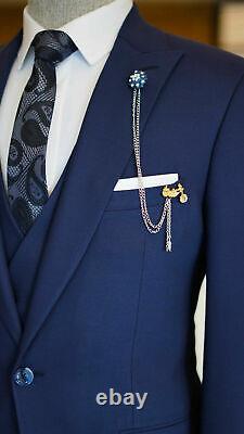 Navy Blue Slim-Fit Suit 3-Piece
